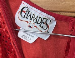 Vtg Charades Chicago red Flapper Sequin Fringe Dress Size Small HTF