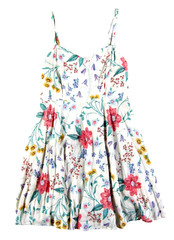 Old Navy 100% Rayon Pink White Yellow Green Floral Tank Slip Sun Dress Medium
