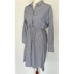 Guideboat Co. Preppy Nautical Blue Striped Shirtdress Button Front Dress Size 6