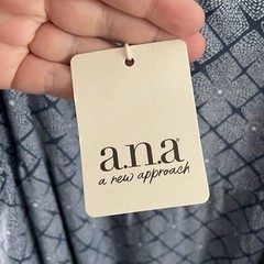 a.n.a Womn 3X Blue Geo Print Linen Blend Boho Pockets Puff Sleeve Midi Dress NWT