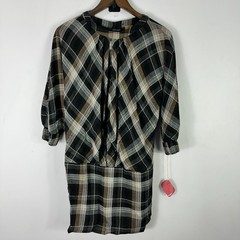Ali Ro Mini Dress 2 Plaid Wool Blend Button Back Dark Academia Preppy Office