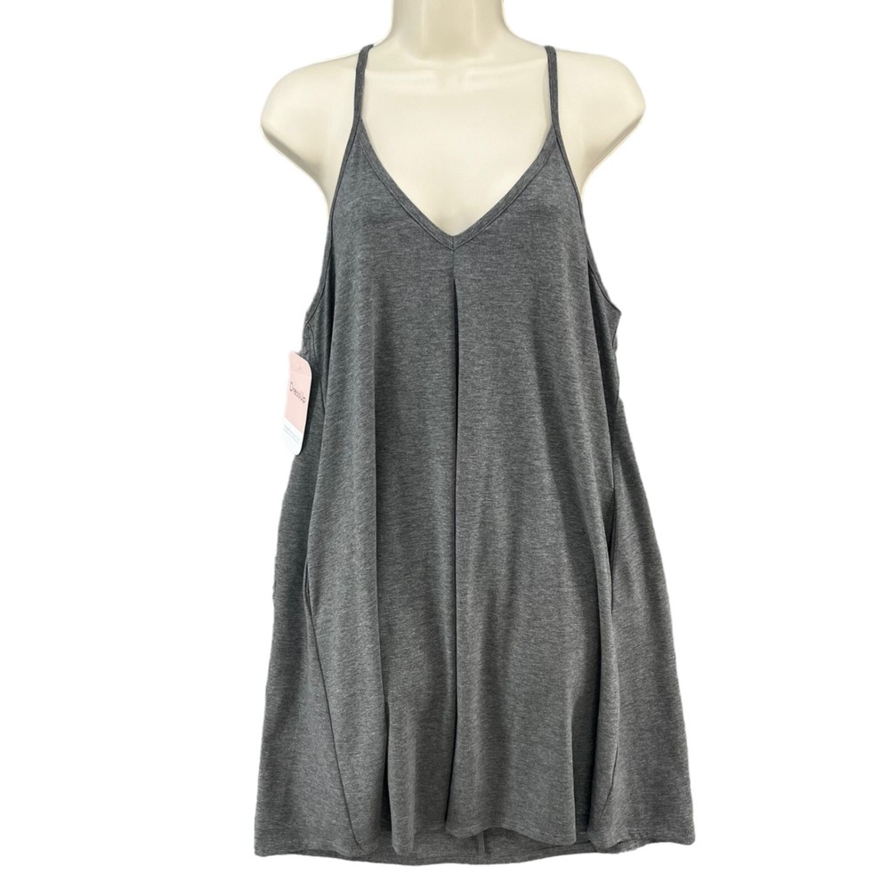 Hudson Gray Mini Dress Solid Grey Sleeveless Cotton Stretch Size M