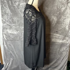 Pink Owl Dress Womens Medium Black Contrast Lace Keyhole Tie Cocktail Short