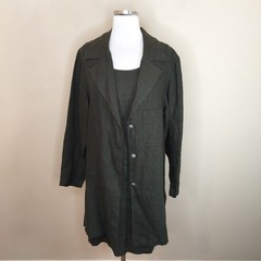 Studio Ease Linen Dress + Jacket Set Outfit Size 8 Women&rsquo;s Two Piece Green