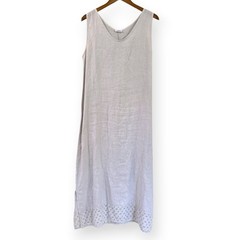 ROSEMARINE Gray 100% Linen Sleeveless Maxi Dress Medium Lagenlook Made In Italy