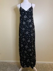 Motel Rocks Backless Slip Maxi Dress Side Slits Moon Stars Festival No Size Tag