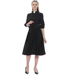 Women Clergy Dresse Audrey Hepburn Style Dress Tie Belt Priest Pastor Tab Collar