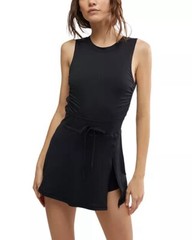 Free People Easy Does It Athletic Mini Dress Black Sz Large New