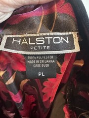 VTG Whimsigoth Halston Black Floral Satin Velvet Slip Dress Dark Romantic PL