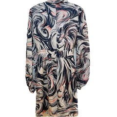LAUNDRY BY SHELLI SEGAL Multicolor Marble Print Silk Faux Wrap Mini Dress Sz 6