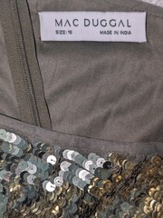 Mac Duggal Gold Size 16 One shoulder Gown high slit