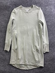 Athleta Dress Womens Medium Green Fleece Sweatshirt Long Sleeve Pockets Casual