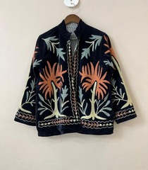Handmade Velvet Jacket Robe, Reversible Cotton Boho Jacket, Indian Block Print
