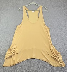 SYMPLI Canada Tank Tunic Dress Asymmetric Draped Pockets Stretch Lagenlook L