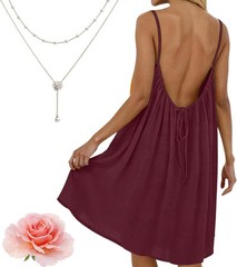 Women’s Backless Flowy Cami Lounge Dress Short, Backless Cami Dress for Women