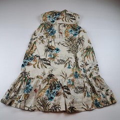 Banana Republic Dress Womens Medium Beige 100% Linen Tropical Floral Shirt Swing