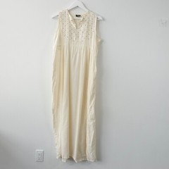 White Silk Maxi Dress S Sequin Flowy Kaftan Indian Middle Eastern CHHAYA MODY