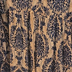 BLOOMCHIC Plus Size 28 Beige/Blue Damask V-Neck Long Sleeve Maxi Dress