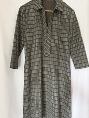 J. McLaughlin Makayla Houndstooth Brown Collared 3/4 Sleeve A-line Dress S