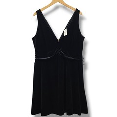 Express Black Velvet Dress Babydoll Sleeveless XL Holiday Cocktail Party NEW $79