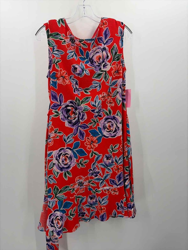 Pre-Owned Beige Orange Size Medium Knee Length Sleeveless Dress
