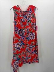 Pre-Owned Beige Orange Size Medium Knee Length Sleeveless Dress