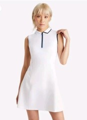 G/FORE Sleeveless White Polo Stretch Nylon Lined Golf Tennis Dress Sz L NWT $225