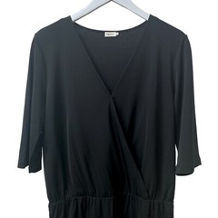 Filippa K Black Dress Size Medium Black Jersey Knit Knee Length Cross Front