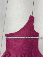 Shein Solid Pink Single Sleeve Scrunch Top Casual Dress Womens Size Small NEW
