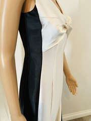 VTG JESSICA MCCLINTOCK White/Black Criss Cross Back Evening Gown Maxi Dress Sz 6
