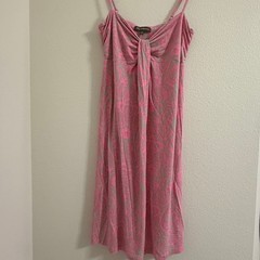 Tommy Bahama Pink Grey Floral Damask Twist Front Midi Sundress Womens Size M