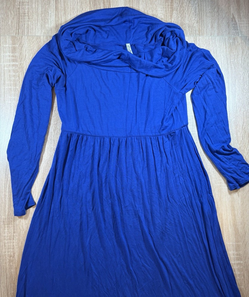 Mother Bee Maternity Long Sleeve Maxi Dress Blue Empire Waist Stretch Size L