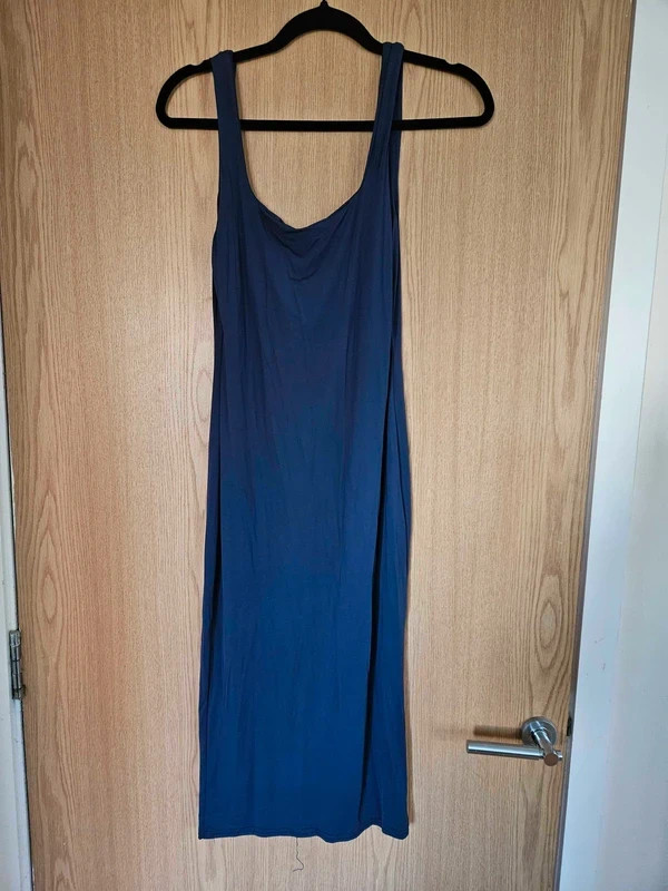 Shein Bae Solid Scoop Neck Tank Navy Dress