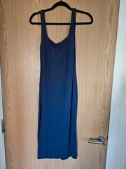 Shein Bae Solid Scoop Neck Tank Navy Dress