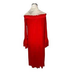 Oso Casuals Red Off The Shoulder Bell Crochet Sleeve Dress w/ Pockets Women&rsquo;s M