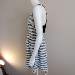 NWT Ina White & Black Striped Lace Dress (M)