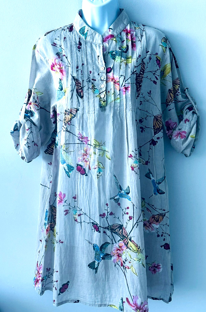 Sugah by Scondras Women&rsquo;s Dress Thin 100% Cotton Birds Print 3/4 Sleeves Size M