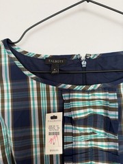 Talbots NWT Plaid Sleeveless Sheath Dress Ruffle Front Size 8 Cotton $109