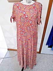 CHAPS-RED/MULTI-FLORAL-TIE CAP SLEEVE-SCOOP NECKMAXI DRESS-SIZE-1X-NWT-$86