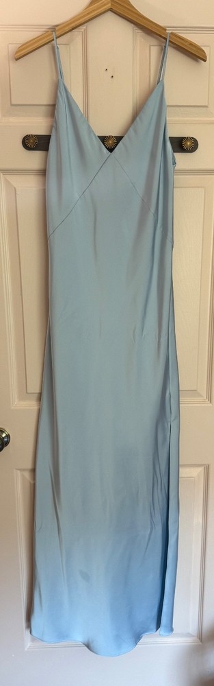 Rag & Bone Risse Satin Maxi Slipdress Dusty Blue Size 8