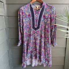 Matilda Jane Floral Boho Tunic Dress Crochet Bib Long Sleeve Women&rsquo;s XS
