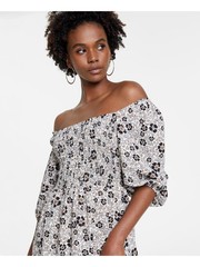 BAR III Womens Beige Unlined Pullover Pouf Sleeve Fit + Flare Dress XS