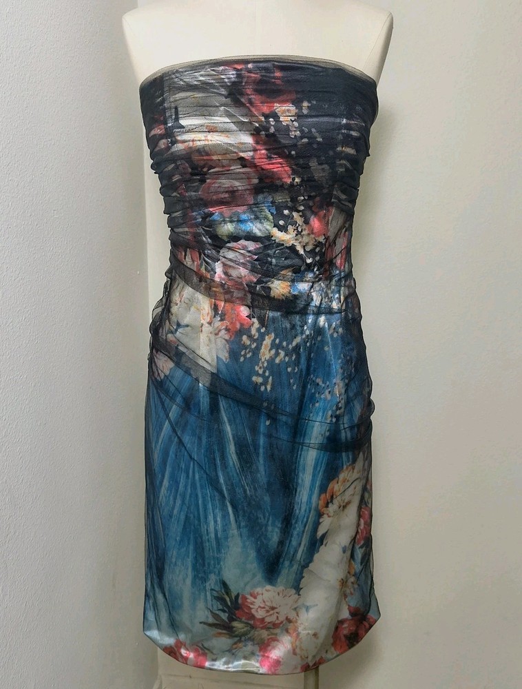 Rene Ruiz Metallic Multi Color Strapless Sheath Dress Sz 10 NWT $1250