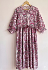 Cotton Dress for Women&rsquo;s Floral Printed Midi Summer Dressing Gown (Black)