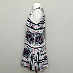 Lovers + Friends Womens Dress M White Blue Floral Mini Ruffle Beachy Girly Date