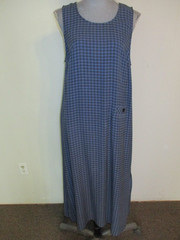 Talbots FAB! Blue/Black Gingham Rayon Pocket Maxi Side Slits Dress Size PM