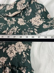 Knox Rose Green Tan Floral Boho Babydoll Tiered Dress Womens Sz L New