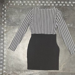 SHEIN Houndstooth Print Surplice Neck Bodycon Dress with Button Detail