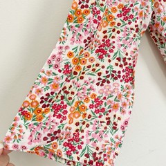 LARAETHNICS Women’s Pink Red Multi Cotton Ditsy Floral Sequined Dress Size L/XL