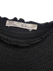 Solitaire Women’s Small off the Shoulder Dress Floral Embroidered Sleeves Black